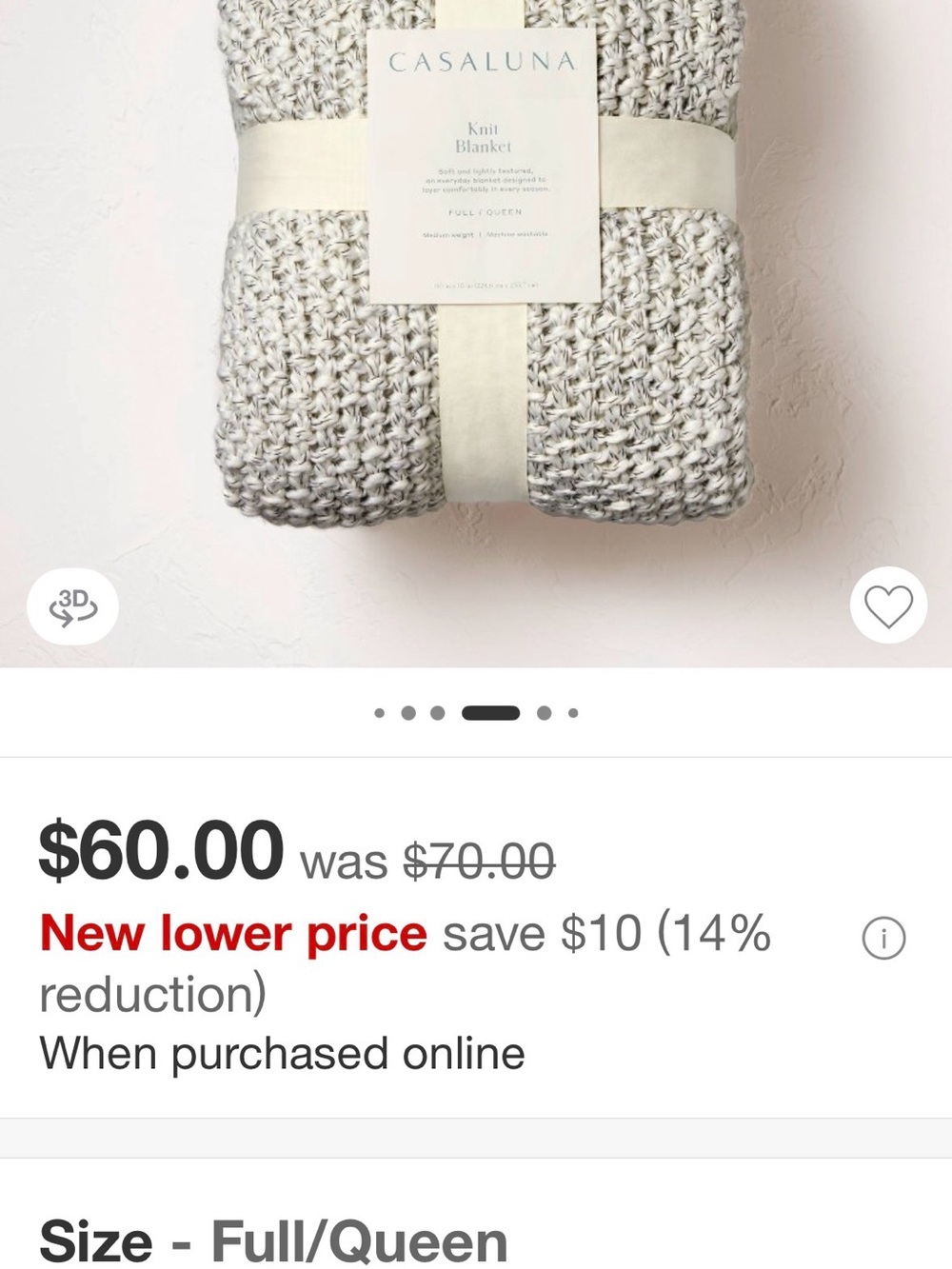 Queen Size Casaluna Blanket in Marled Gray. Great condition. Non-smoking home.